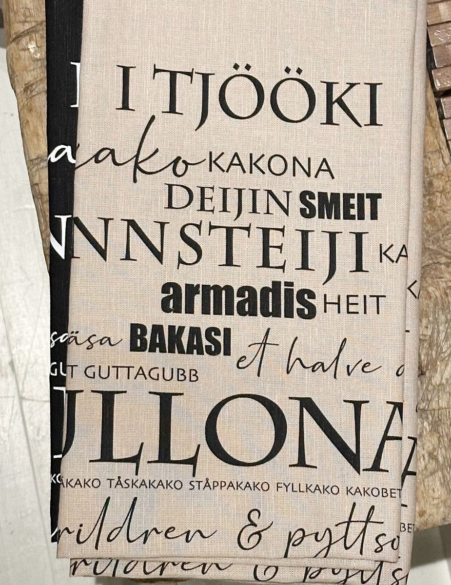 Kökshandduk Tjööki - vit, svart eller beige