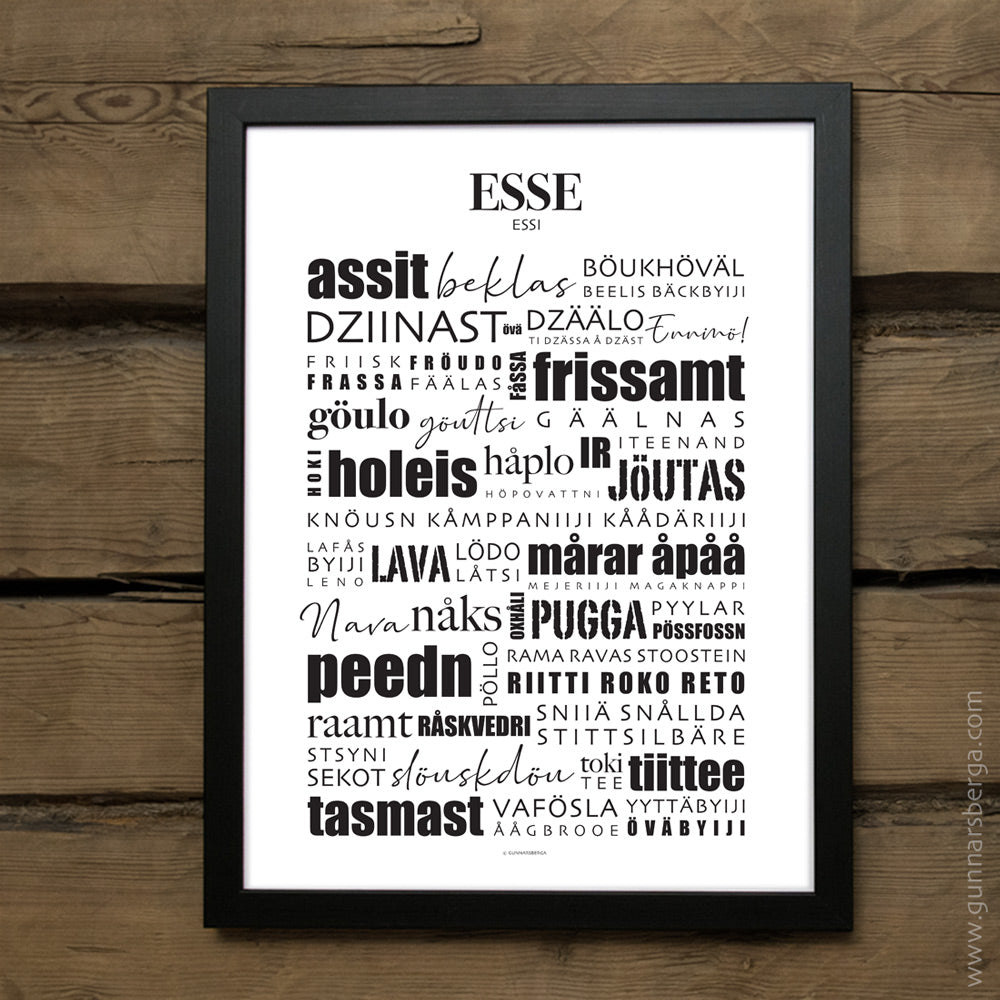 Esse dialekttavla, gunnarsberga, dialektposter