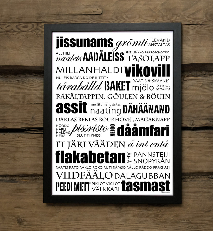 jissunams dialekttavla poster plansch affisch nykarleby nyykaabi rolig present texttavla ordtavla