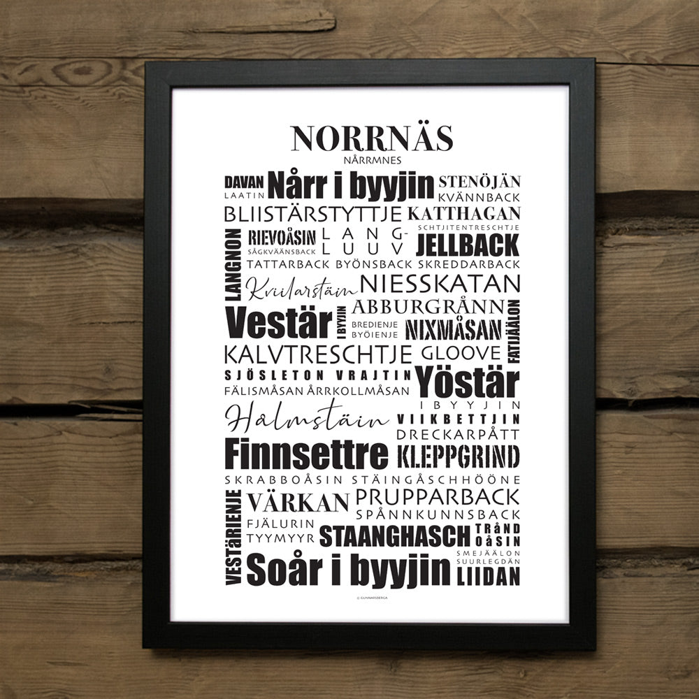 Norrnäs tavla, Närpes, ortstavla, dialekt, österbotten, gunnarsberga