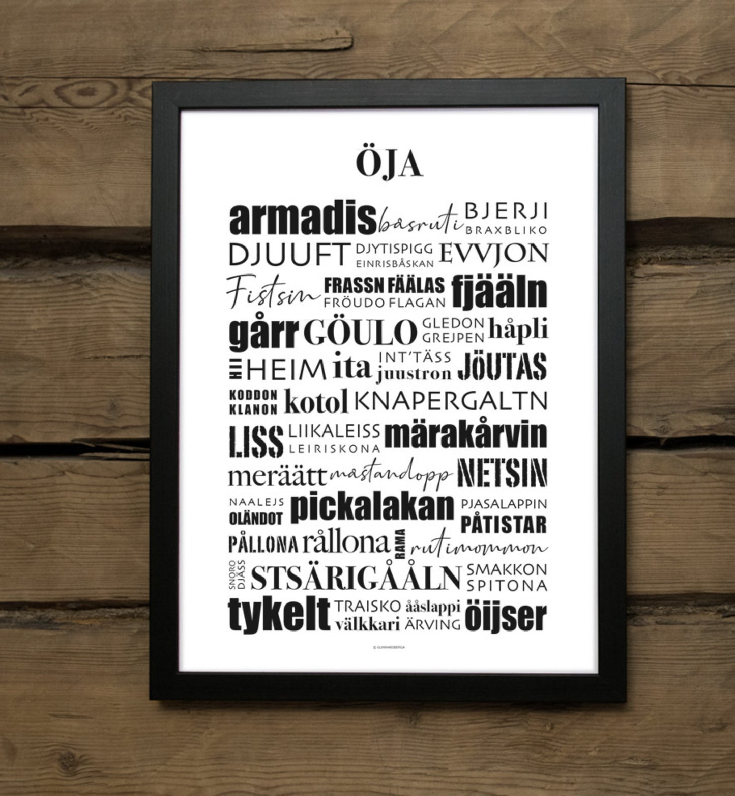 Öja dialekt tavla poster affisch plansch från Gunnarsberga