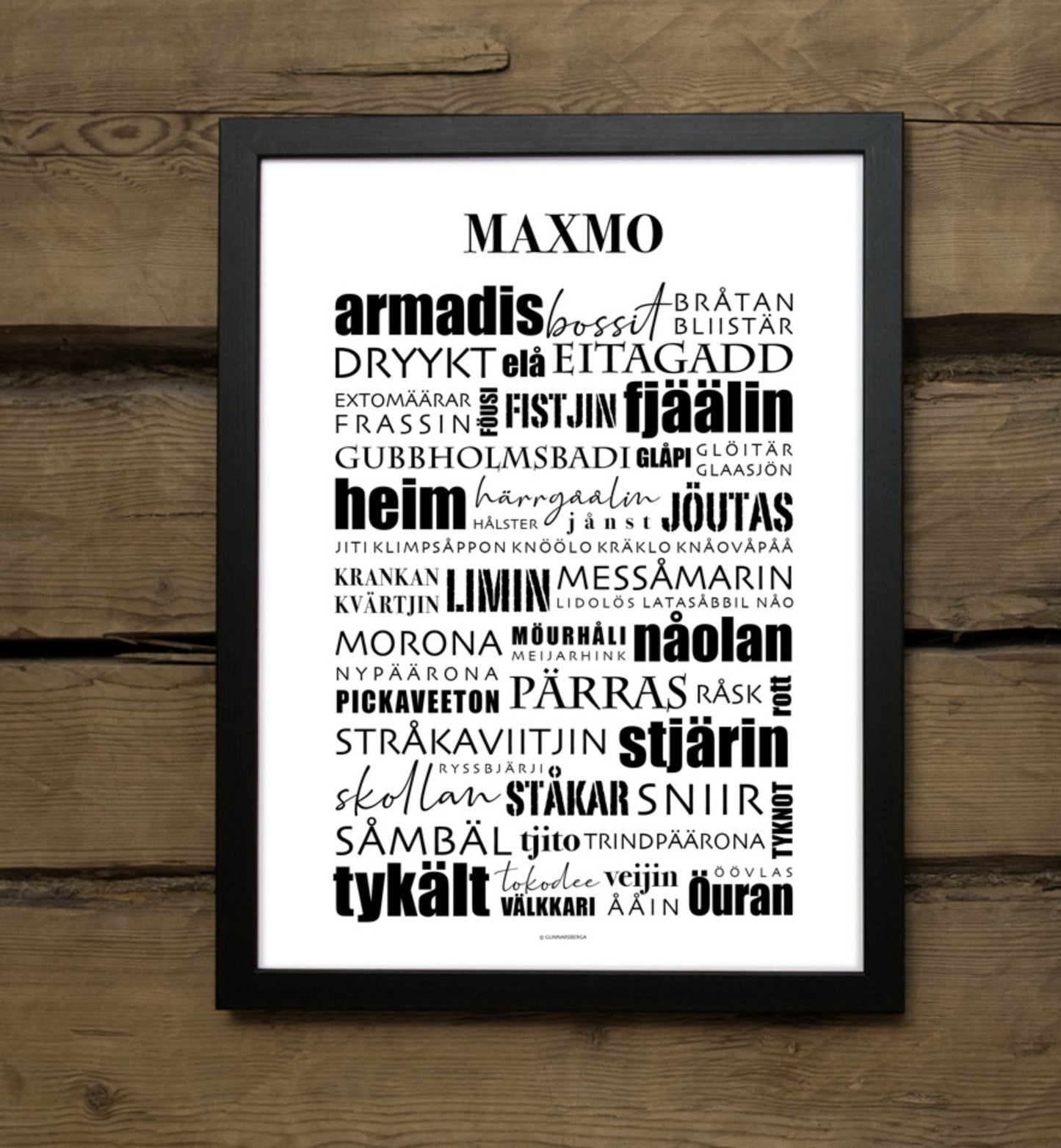 Maxmo dialekt tavla poster affisch roliga österbottniska dialekt presenter Gunnarsberga