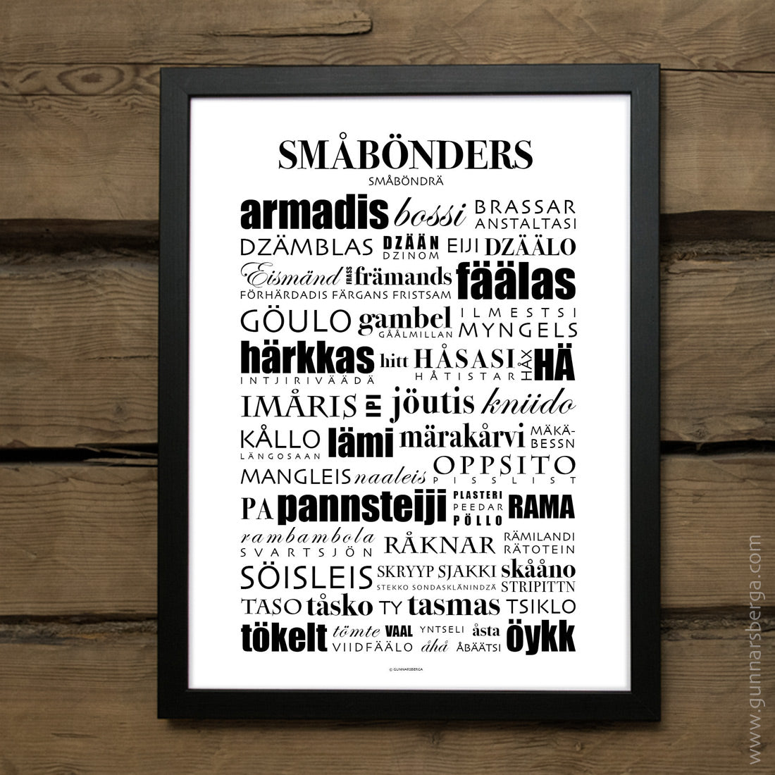 Småbönders dialekttavla gunnarsberga