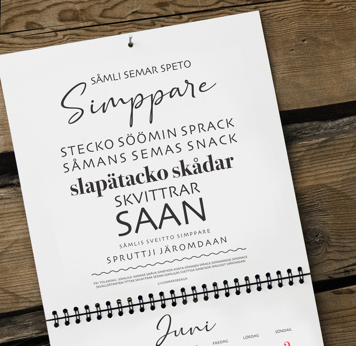Kalender Almanacka 2024 med dialekt ordlek ramsor