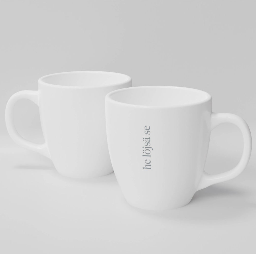 Det löser sig vit temugg kaffebalja dialektmugg he löjsä se österbotten