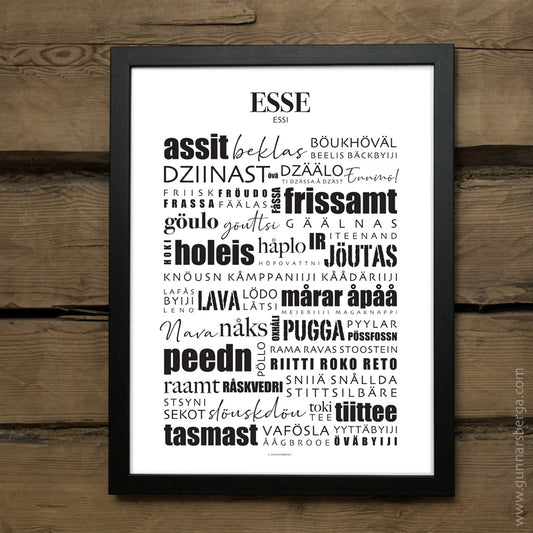 Esse dialekttavla, gunnarsberga, dialektposter