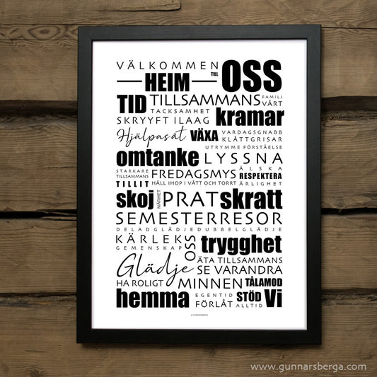 Familj, familjetavla, texttavla, ordtavla från gunnarsberga