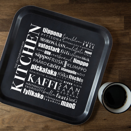 Österbottniska dialektord köket Ostrobothnian kitchen gunnarsberga bricka