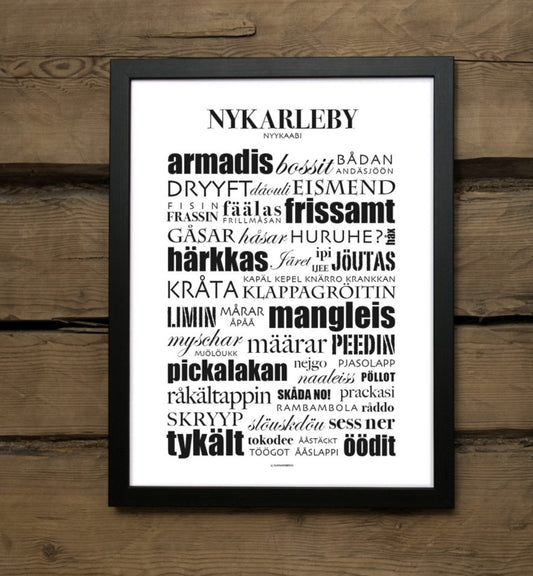 Nykarleby Nyykaabi dialekt-tavla dialekt-poster affisch present Gunnarsberga