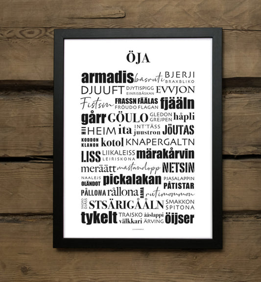 Öja dialekt tavla poster affisch plansch från Gunnarsberga