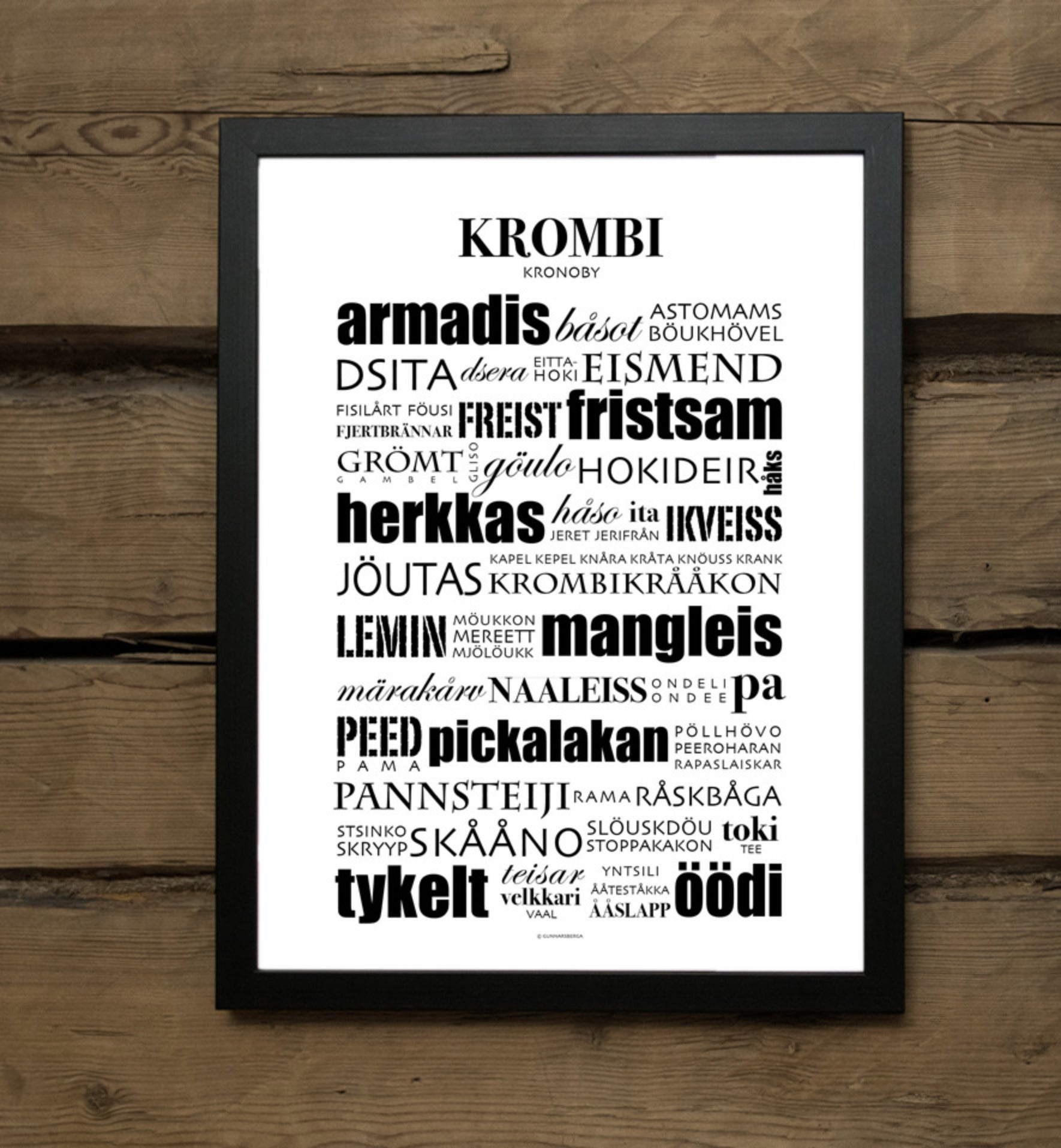 Krombi Kronoby dialekt-tavla poster affisch plansch Gunnarsberga presenttips