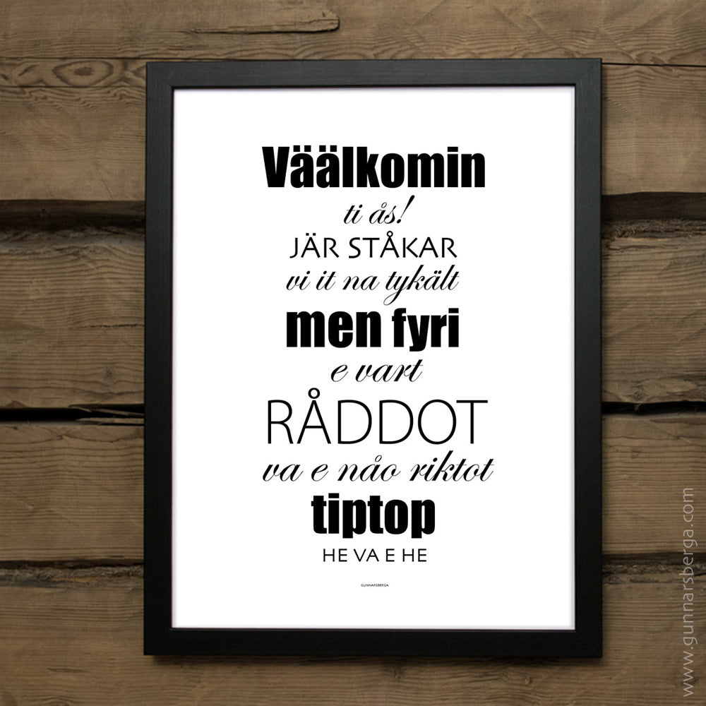 välkommen tavla vörå dialekt gunnarsberga 