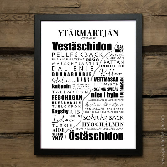 Yttermark Ytärmartjän Närpes dialekttavla ortstavla poster inflyttningspresent